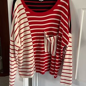 CAbi Black and Red Striped Sweater